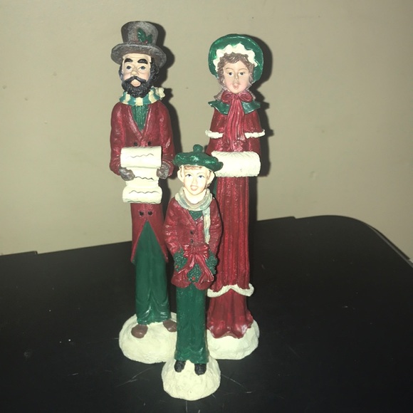 Vintage Christmas Carolers Set of Three Poly Resin - Picture 1 of 11